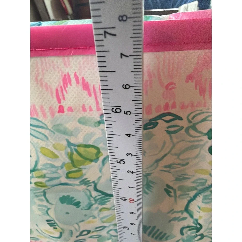 Lilly Pulitzer Reusable Shopping Tote Bag Pink Green Tropical Palm Leaf Large